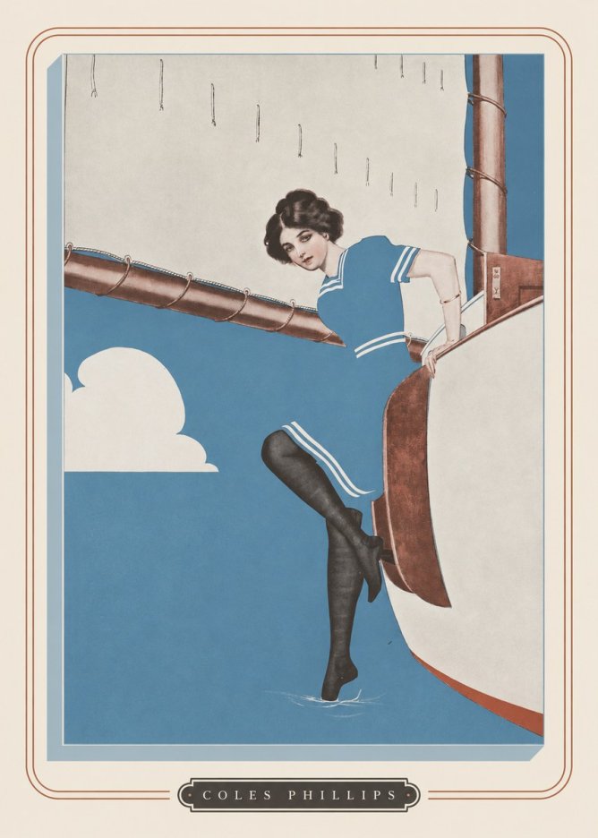 Coles Phillips Woman on a Yacht No3 - Plakat