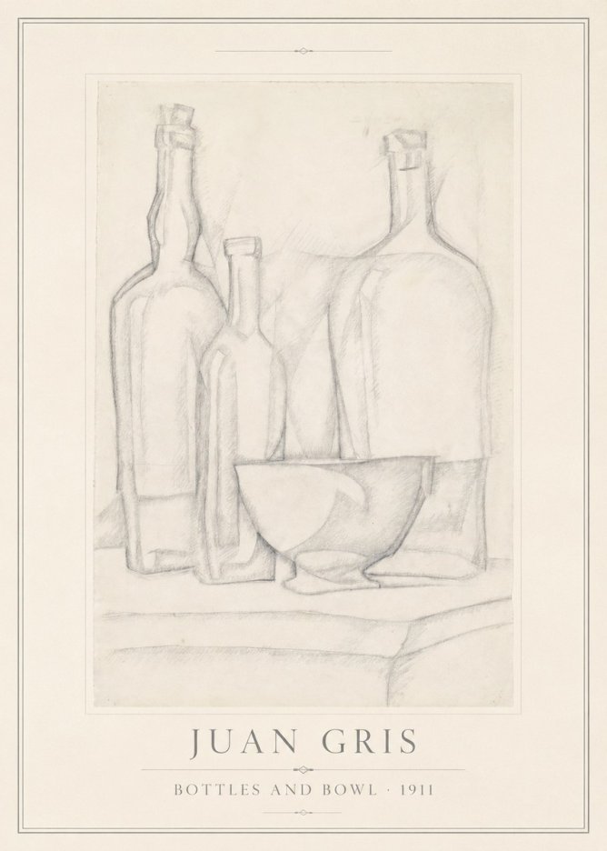 Juan Gris Bottles and Bowl No1 - Plakat