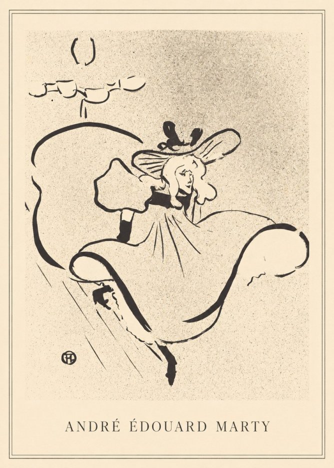 André Édouard Marty Elegant Woman with Hat No2 - Plakat