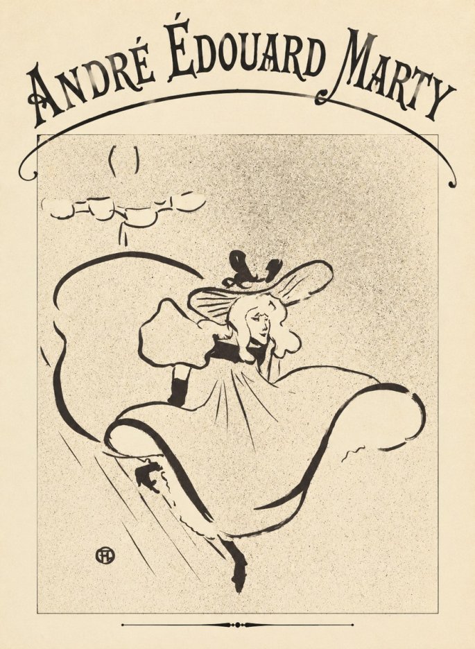André Édouard Marty Elegant Woman with Hat No4 - Plakat