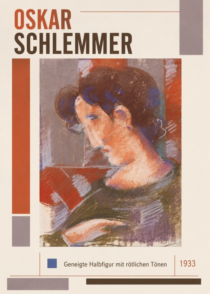 Oskar Schlemmer Geneigte Halbfigur Mit Rötlichen Tönen No1 - Plakat
