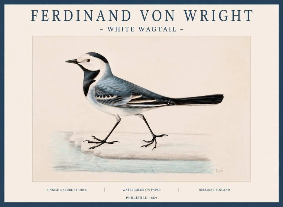Ferdinand von Wright White Wagtail No1 - Plakat