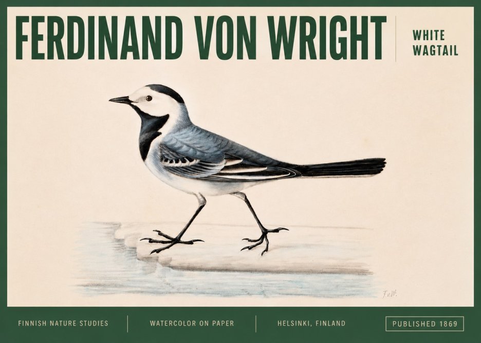 Ferdinand von Wright White Wagtail No3 - Plakat