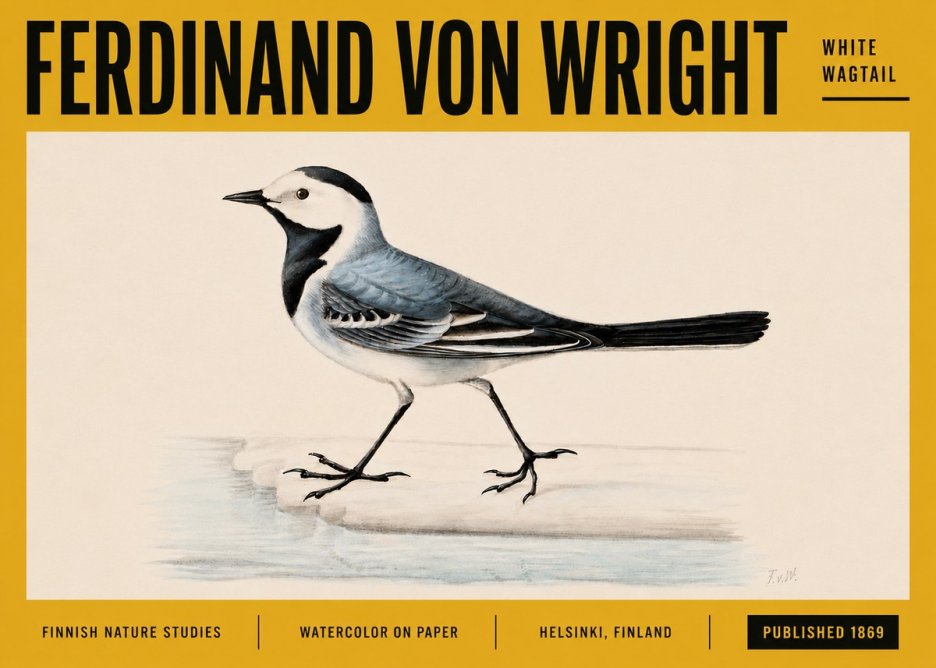 Ferdinand von Wright White Wagtail No5 - Plakat