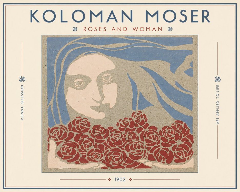 Koloman Moser Roses and Woman No3 - Plakat