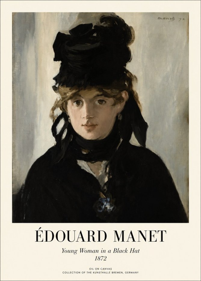 Édouard Manet Young Woman in a Black Hat I No1 - Plakat