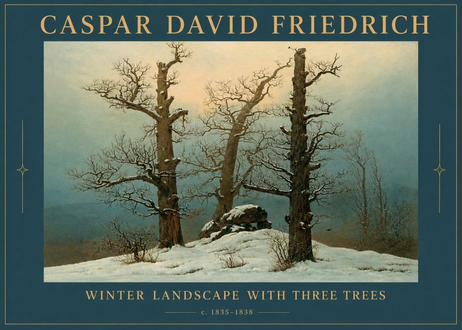 Caspar David Friedrich The Three Trees in the Snow No4 - Plakat