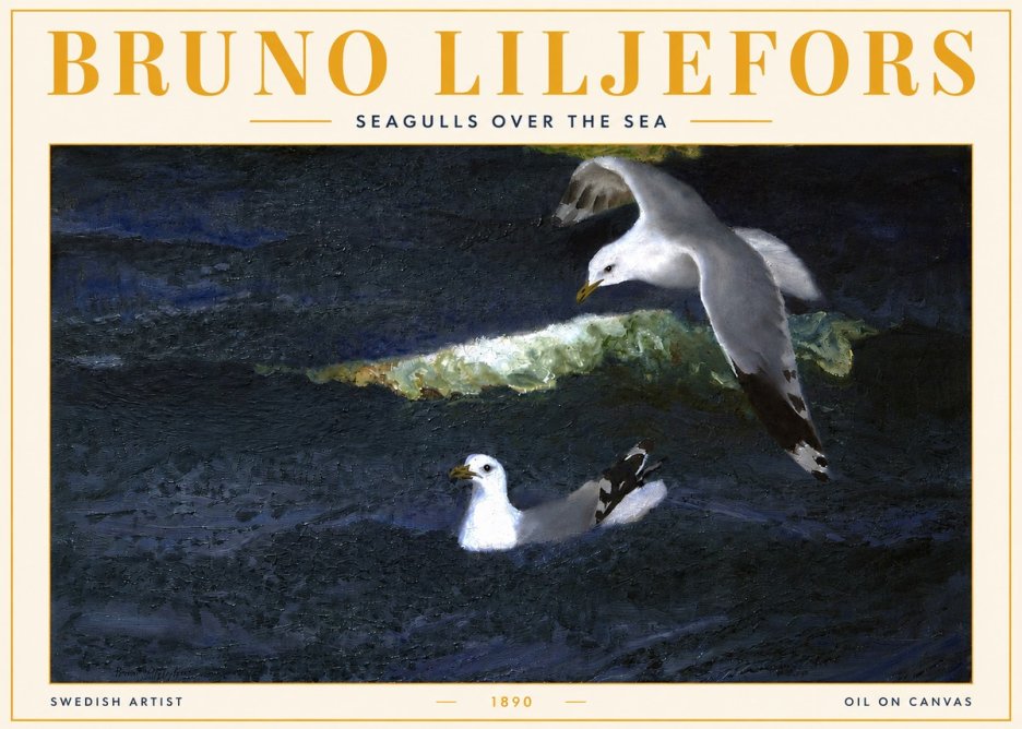 Bruno Liljefors Seagulls over the Sea No3 - Plakat