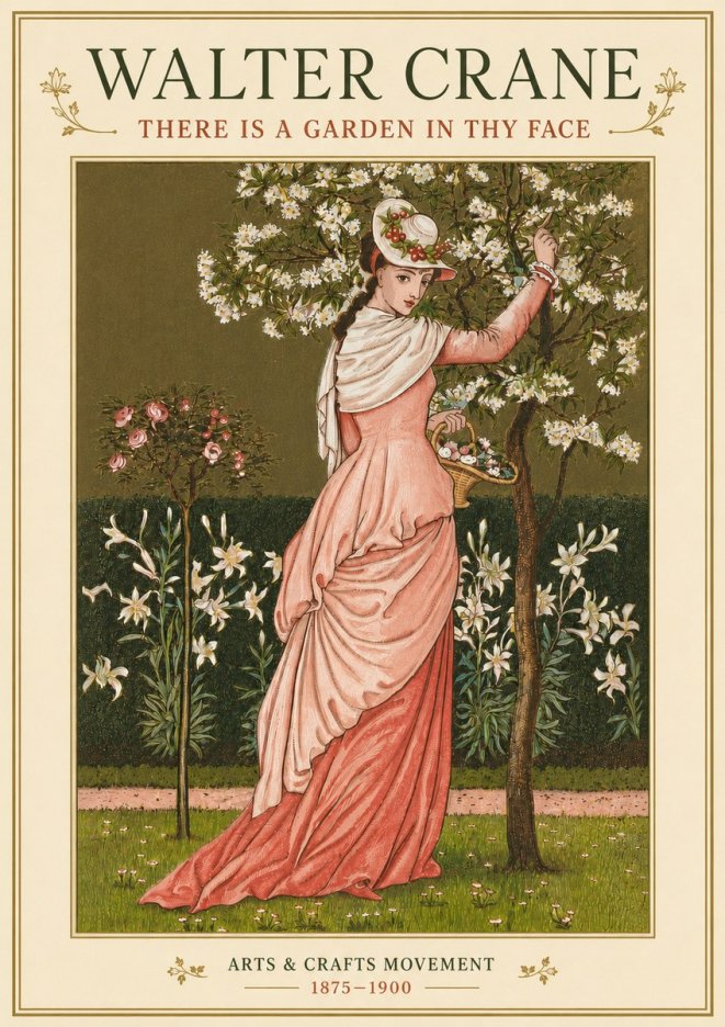 Walter Crane There Is a Garden in Thy Face I No4 - Plakat