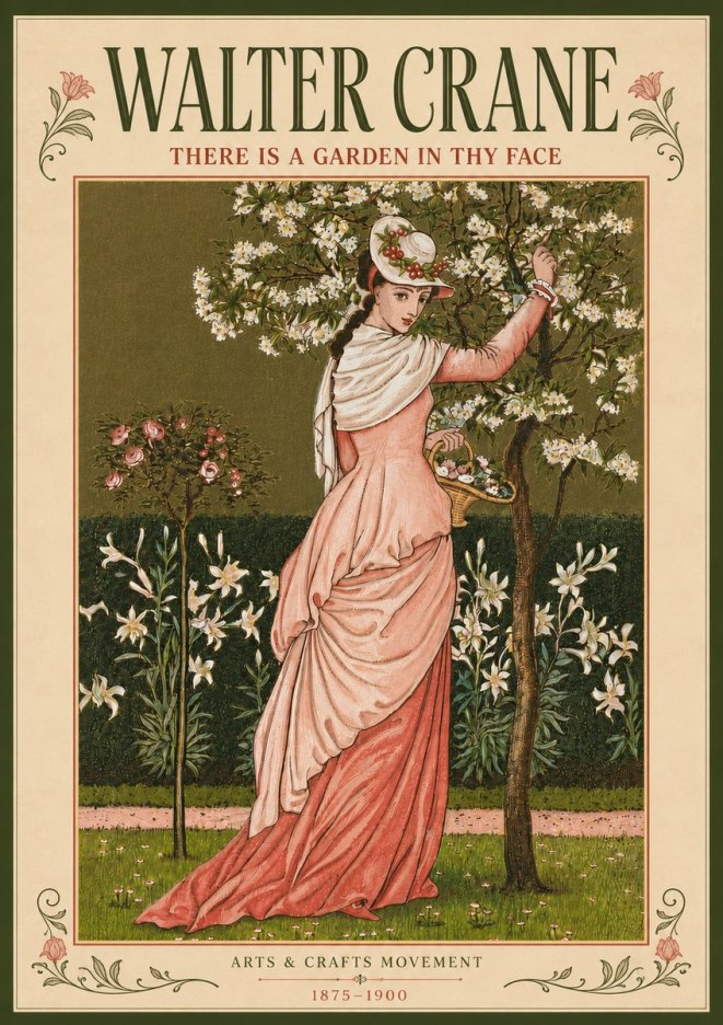 Walter Crane There Is a Garden in Thy Face I No5 - Plakat