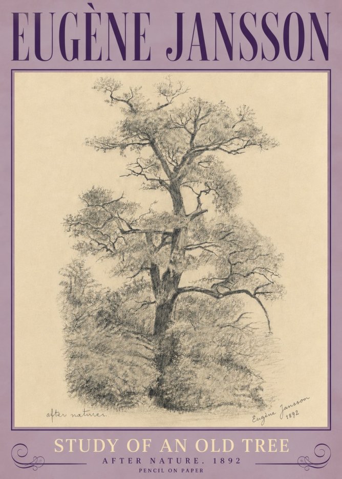 Eugène Jansson Study of an Old Tree No4 - Plakat