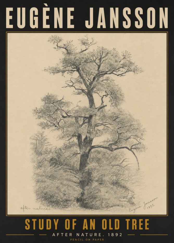 Eugène Jansson Study of an Old Tree No5 - Plakat