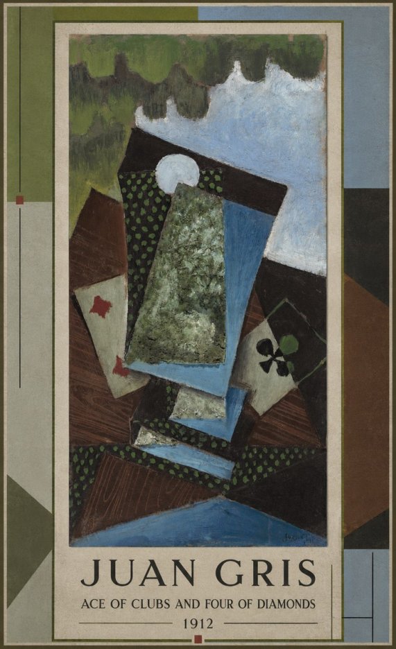 Juan Gris Ace of Clubs and Four of Diamonds No1 - Plakat