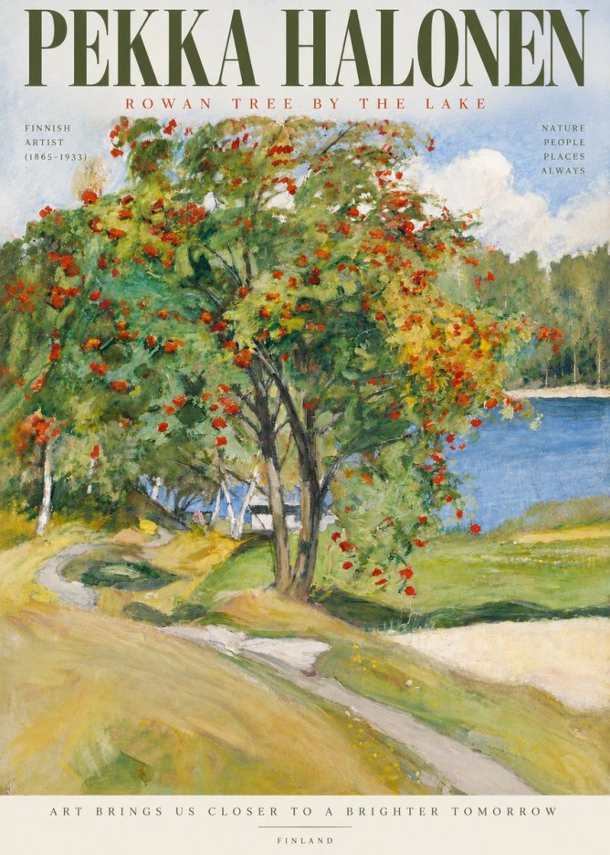 Pekka Halonen Rowan Tree by the Lake No4 - Plakat