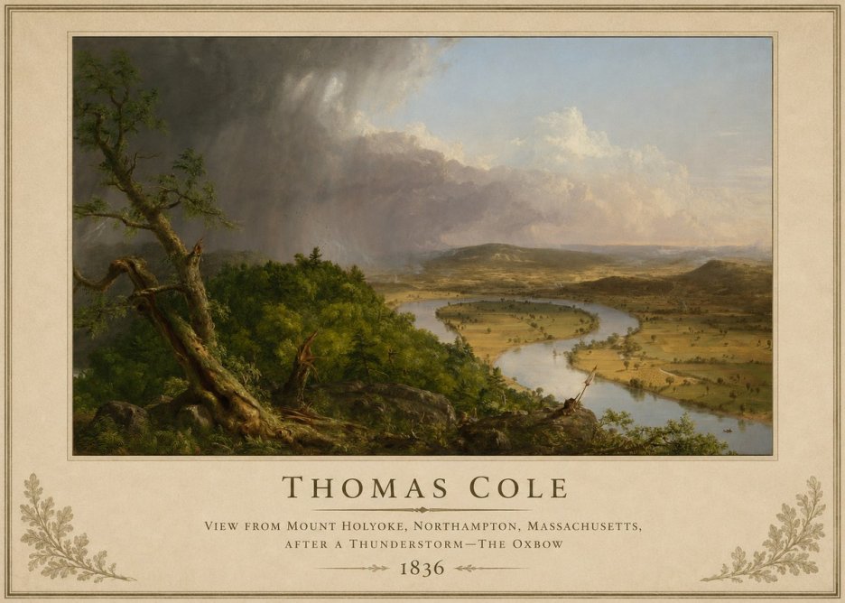 Thomas Cole View from Mount Holyoke, Northampton, Massachusetts, After a Thunderstorm—the Oxbow II No2 - Plakat