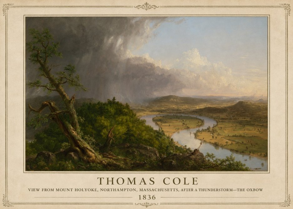 Thomas Cole View from Mount Holyoke, Northampton, Massachusetts, After a Thunderstorm—the Oxbow II No4 - Plakat