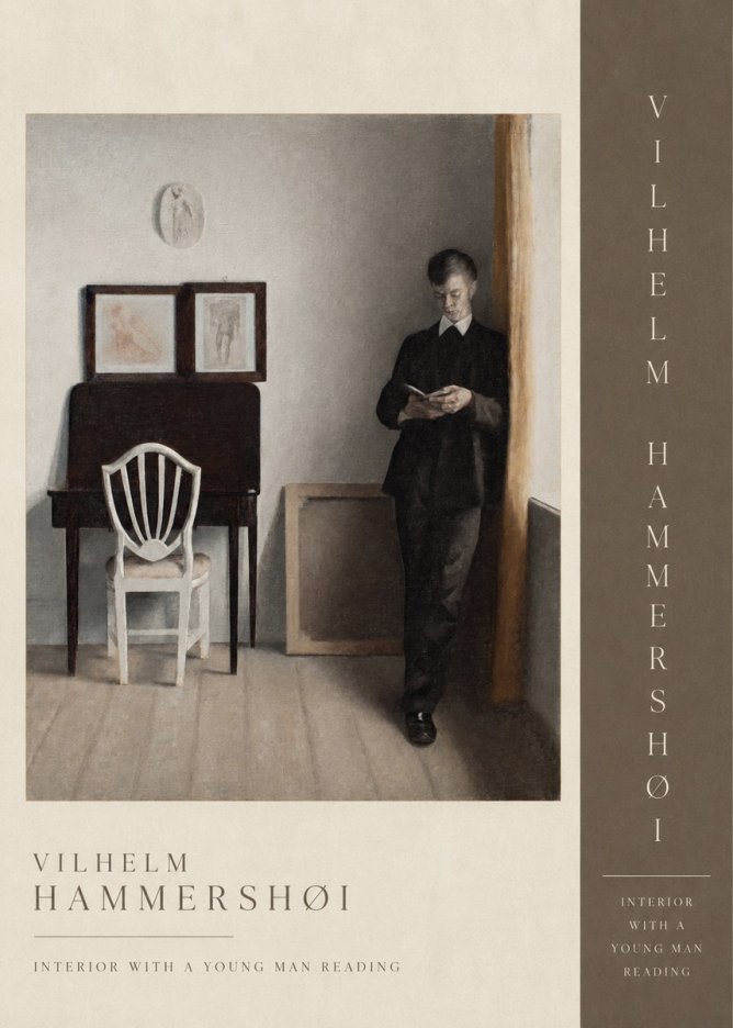 Vilhelm Hammershøi Interior with a Young Man Reading No2 - Plakat