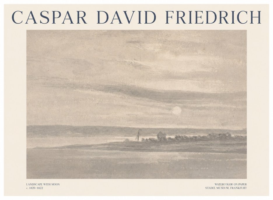 Caspar David Friedrich Landscape with Moon No1 - Plakat