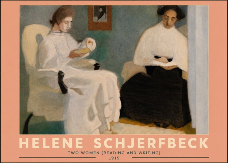 Helene Schjerfbeck Two Women (Reading and Writing) No5 - Plakat