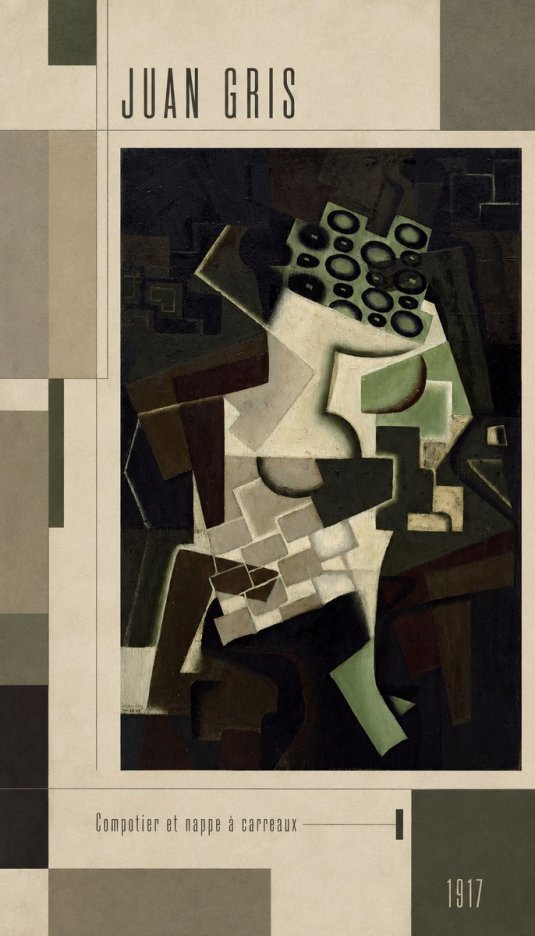 Juan Gris Compotier Et Nappe À Carreaux No3 - Plakat