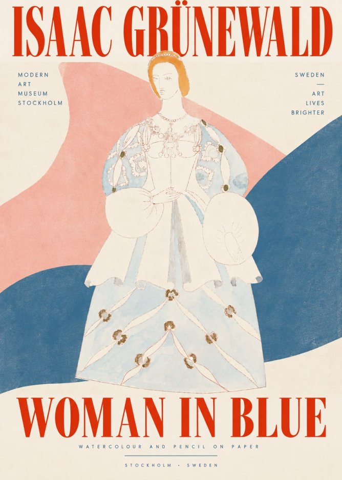 Isaac Grünewald Study of a Woman in Costume No5 - Plakat