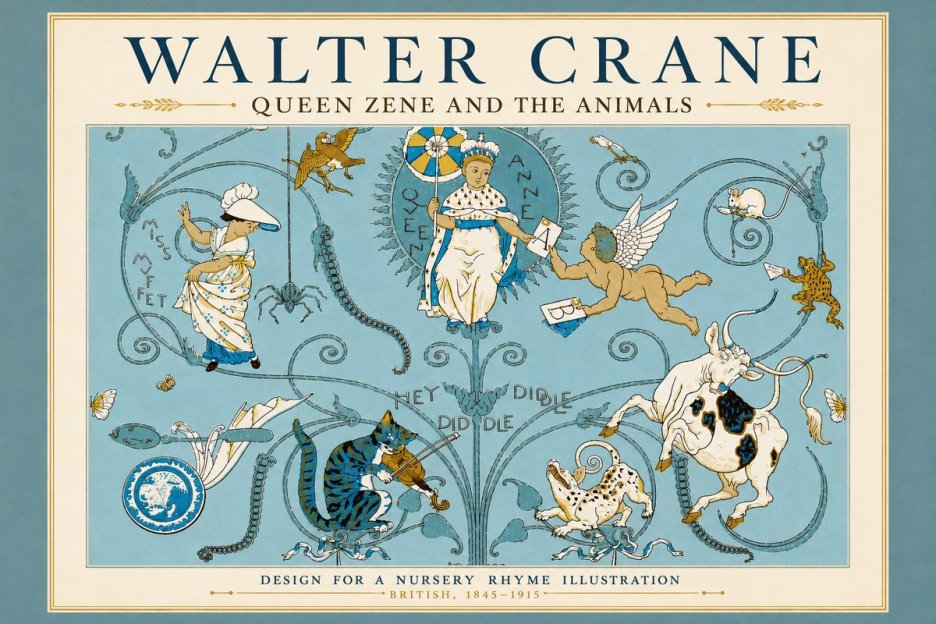 Walter Crane Queen Zene and the Animals No5 - Plakat