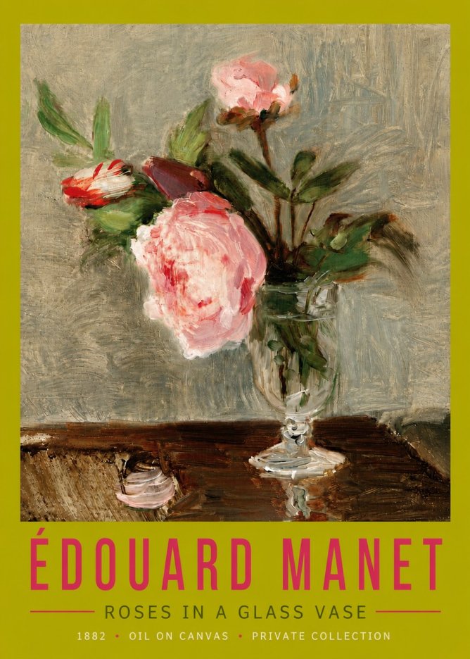Édouard Manet Roses in a Glass Vase No5 - Plakat
