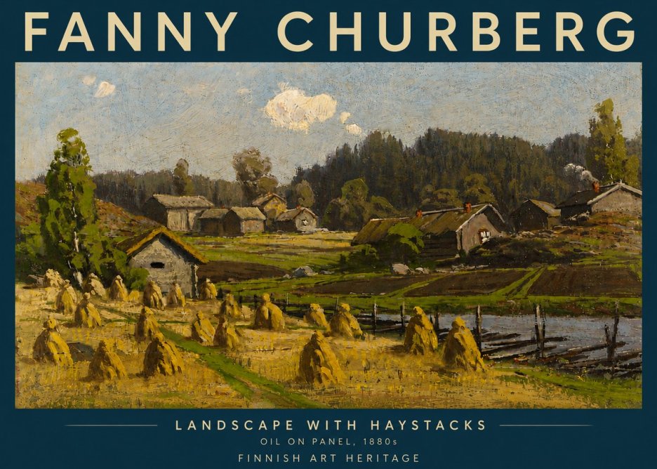 Fanny Churberg Landscape with Haystacks No5 - Plakat