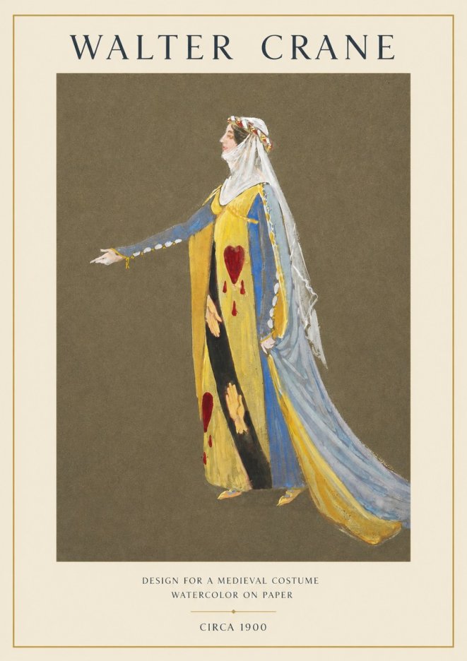 Walter Crane Design for a Medieval Costume No1 - Plakat