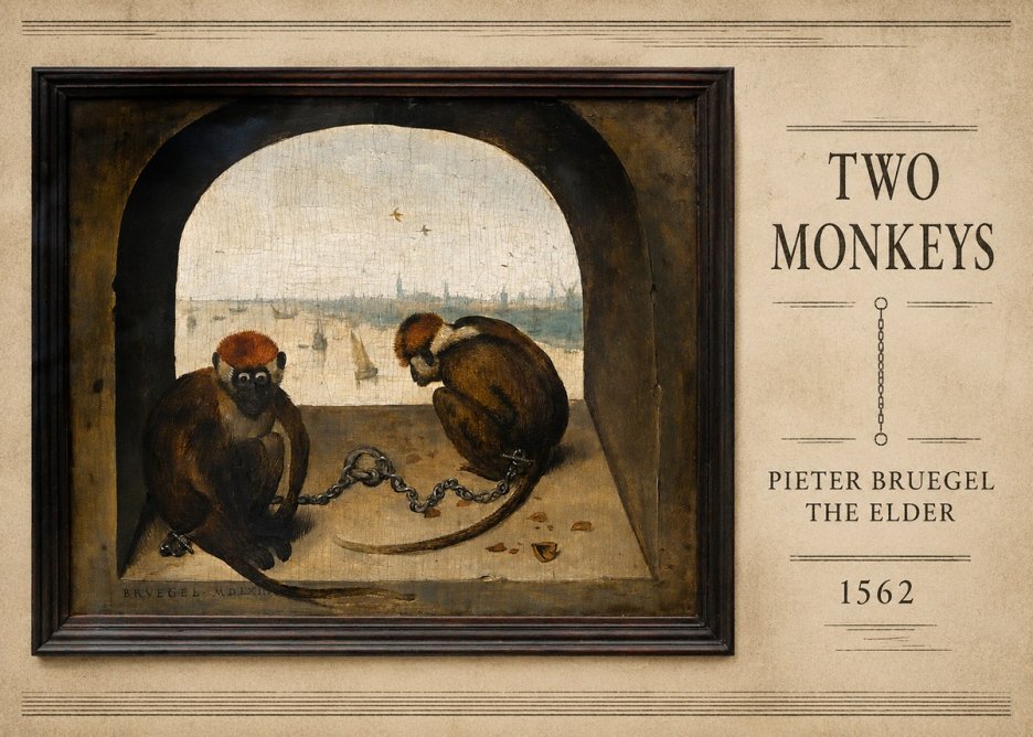 Pieter Bruegel Two Monkeys III No5 - Plakat