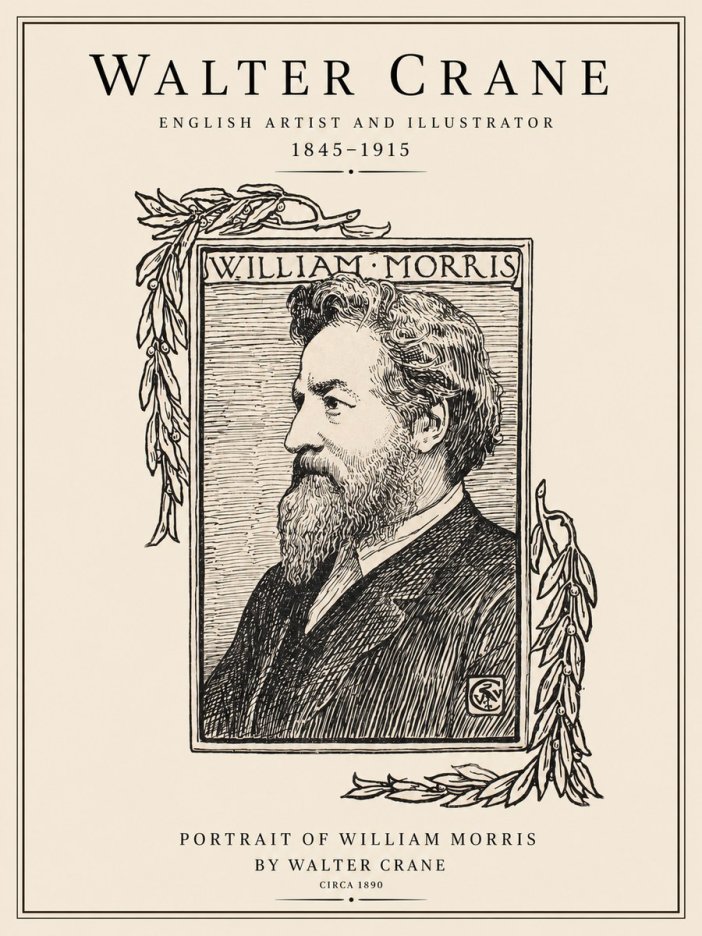 Walter Crane Portrait of William Morris No1 - Plakat