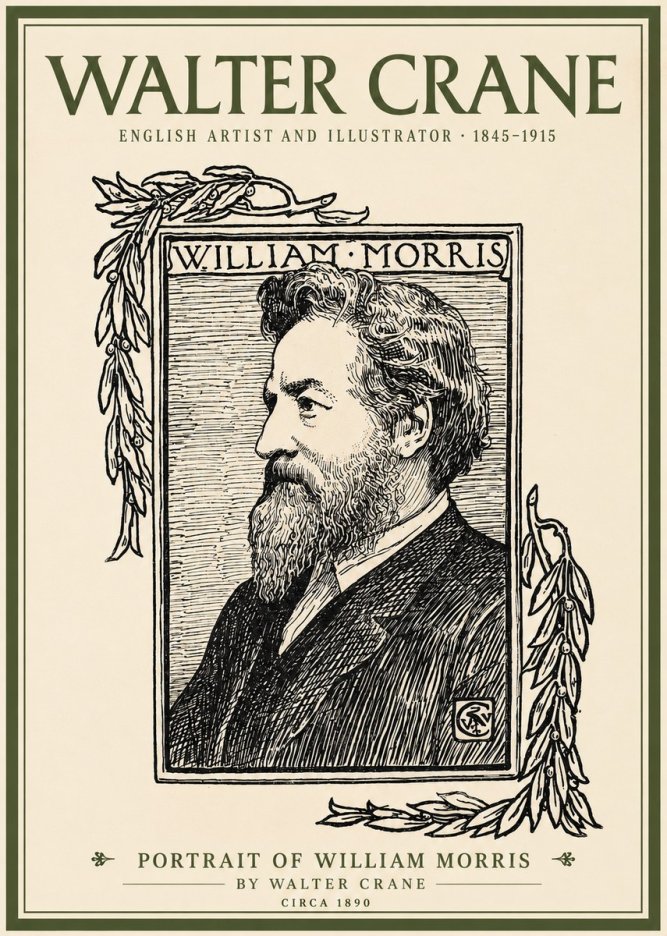 Walter Crane Portrait of William Morris No2 - Plakat