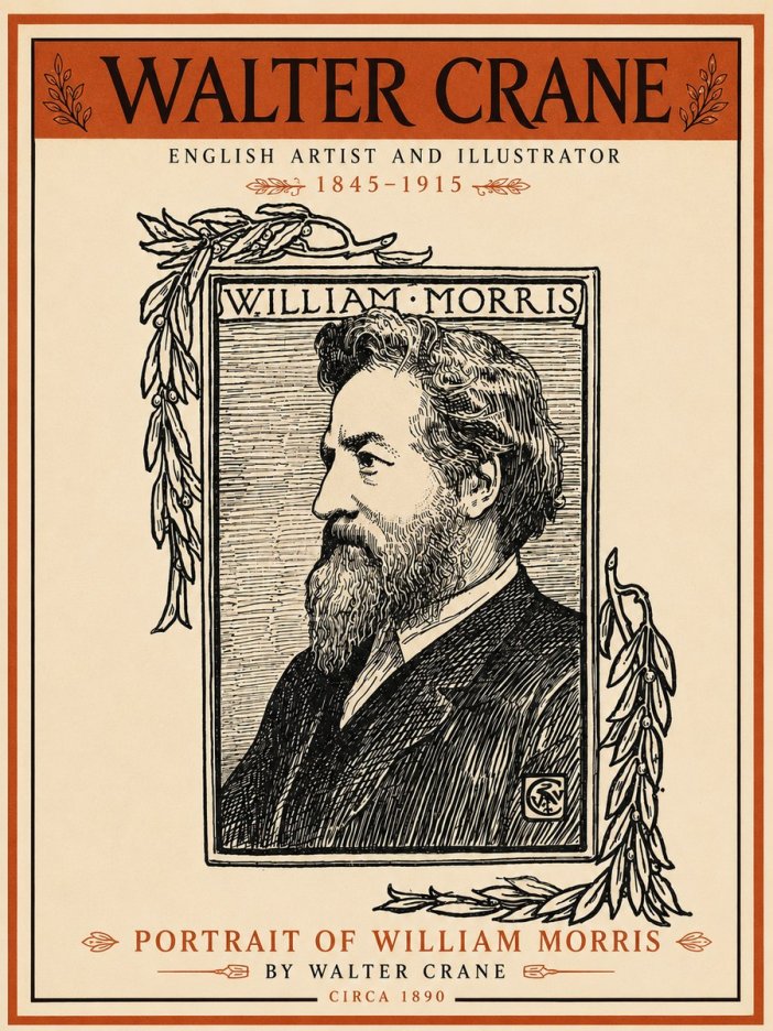 Walter Crane Portrait of William Morris No6 - Plakat