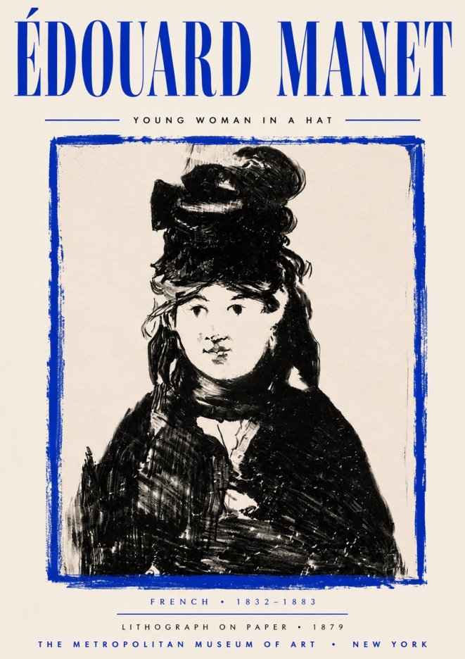 Édouard Manet Young Woman in a Hat II No5 - Plakat