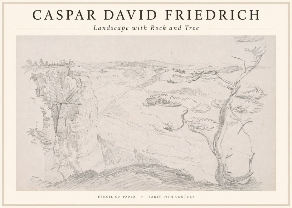 Caspar David Friedrich Landscape with Rocks and a Tree No4 - Plakat