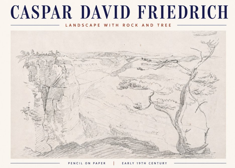 Caspar David Friedrich Landscape with Rocks and a Tree No6 - Plakat