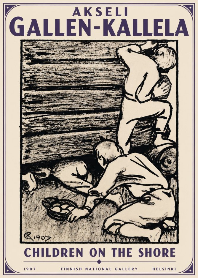 Akseli Gallen-Kallela Children on the Shore No5 - Plakat