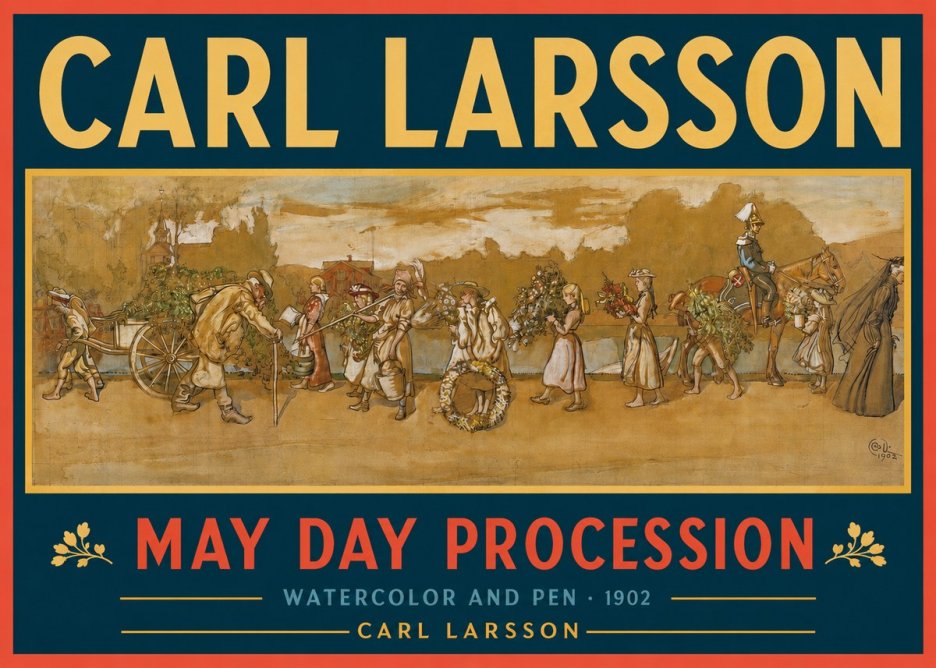 Carl Larsson May Day Procession No2 - Plakat