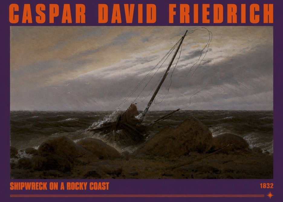 Caspar David Friedrich Shipwreck on a Rocky Coast No2 - Plakat