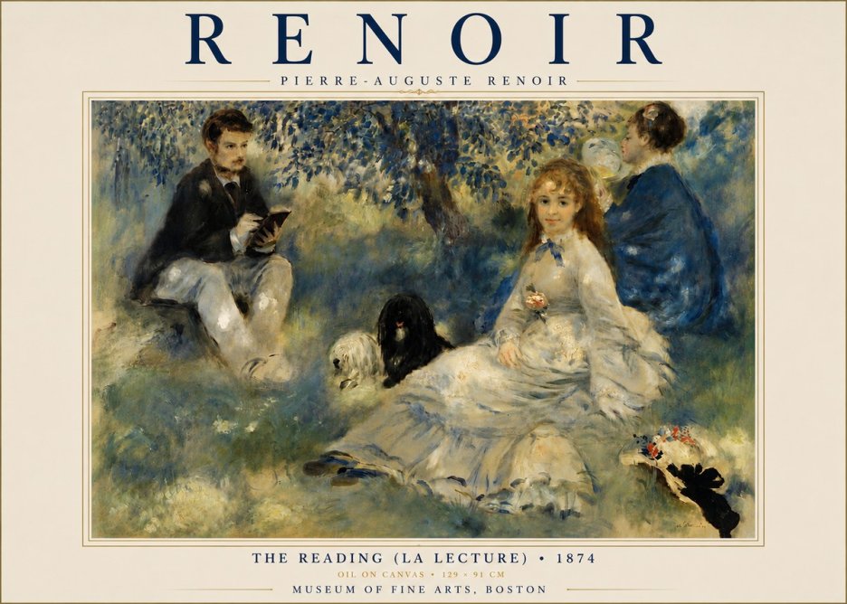 Renoir The Reading (La Lecture) No4 - Plakat