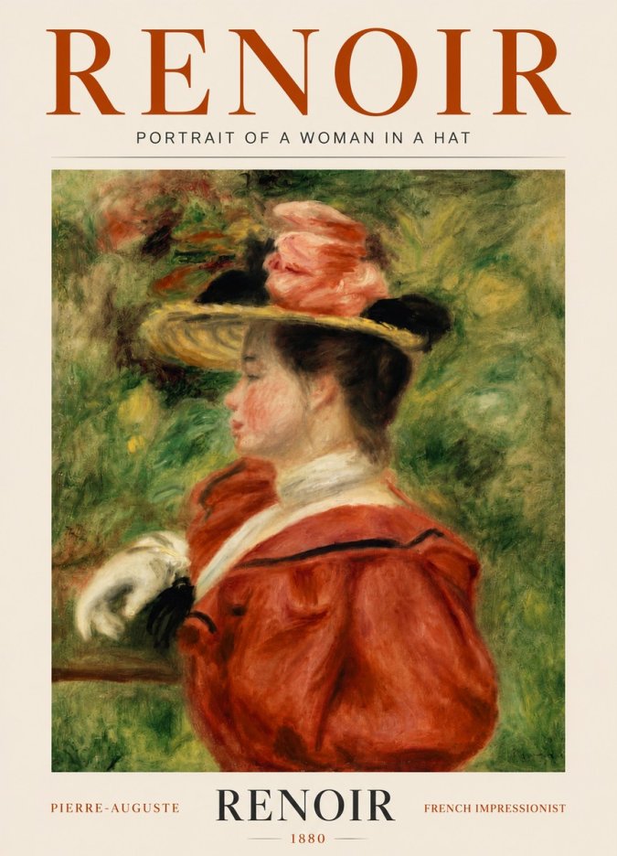Renoir Portrait of a Woman in a Hat No5 - Plakat