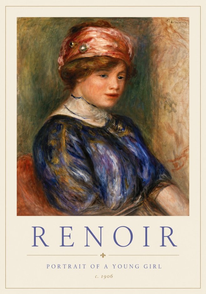 Renoir Portrait of a Young Girl II No3 - Plakat
