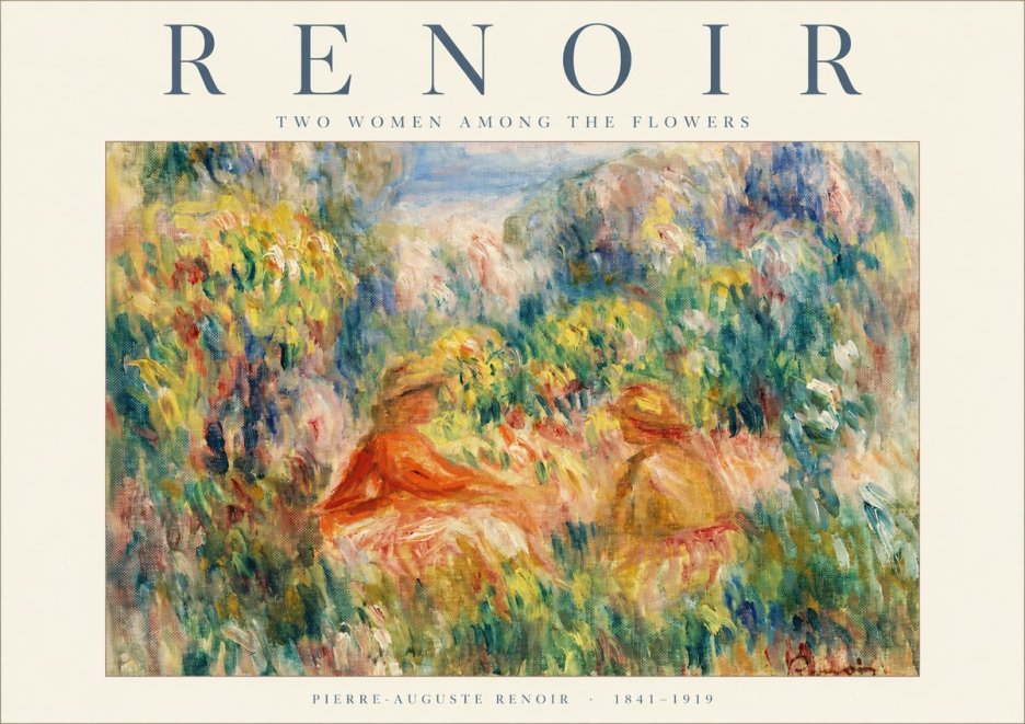 Renoir Two Women Among the Flowers No1 - Plakat