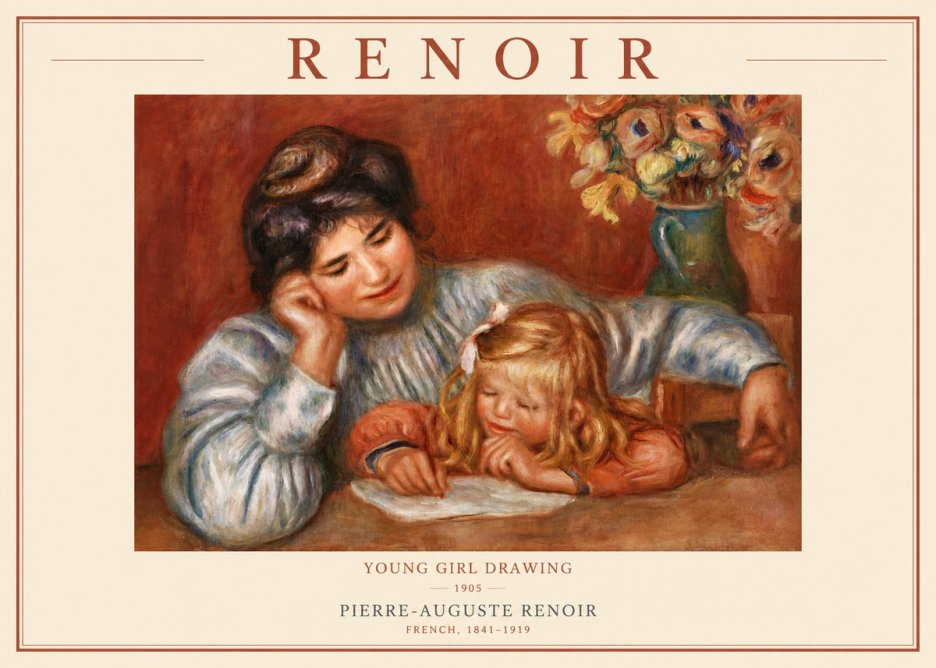 Renoir Young Girl Drawing No6 - Plakat