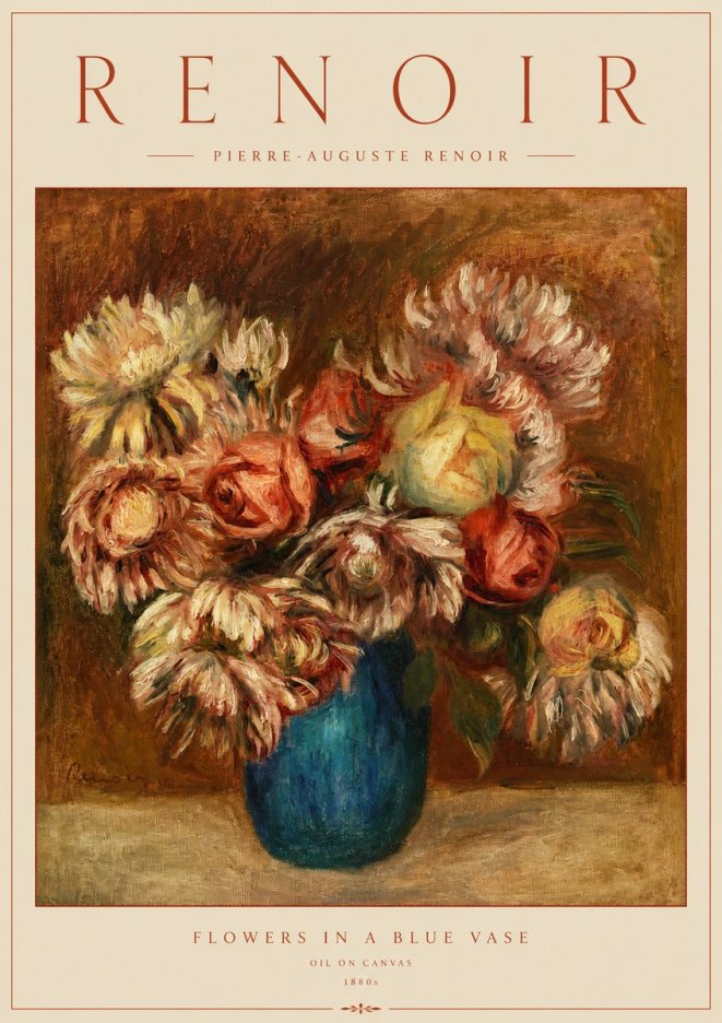 Renoir Flowers in a Blue Vase No2 - Plakat