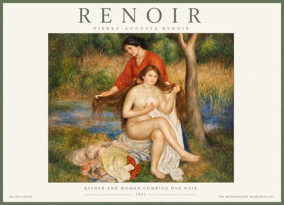Renoir The Bather and Her Attendant No3 - Plakat
