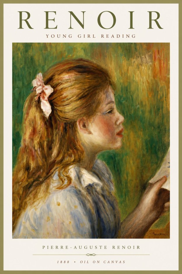 Renoir Young Girl Reading No6 - Plakat