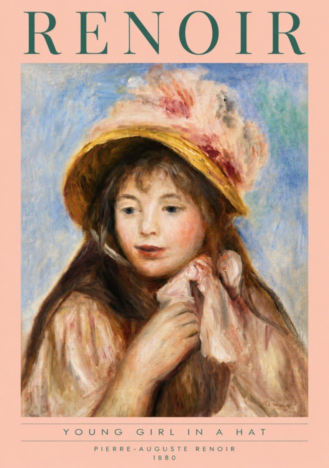 Renoir Young Girl in a Hat No3 - Plakat