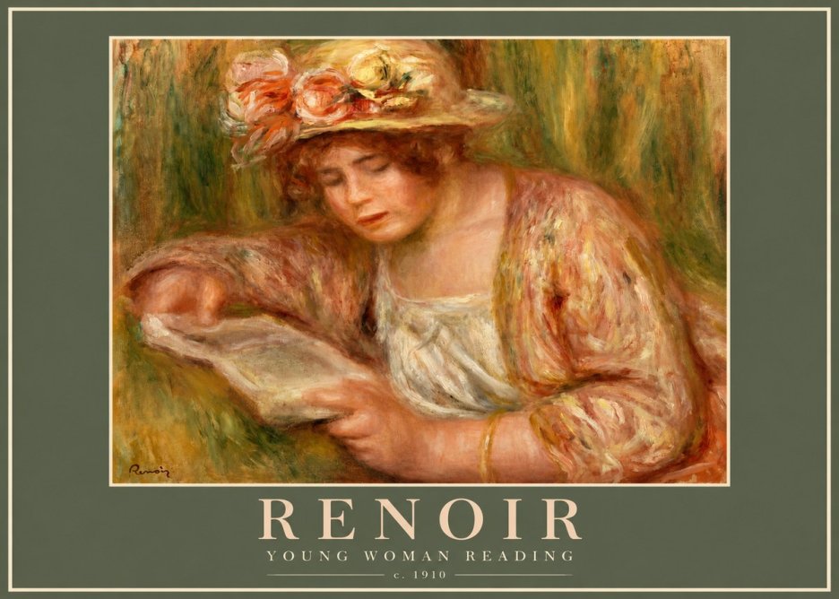 Renoir Young Woman Reading No2 - Plakat