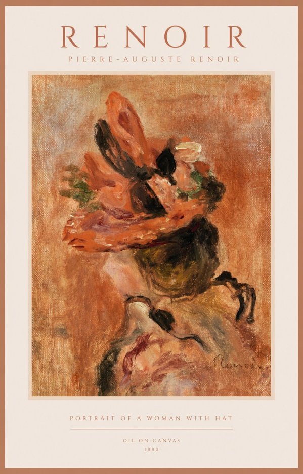 Renoir Portrait of a Woman with Hat No1 - Plakat